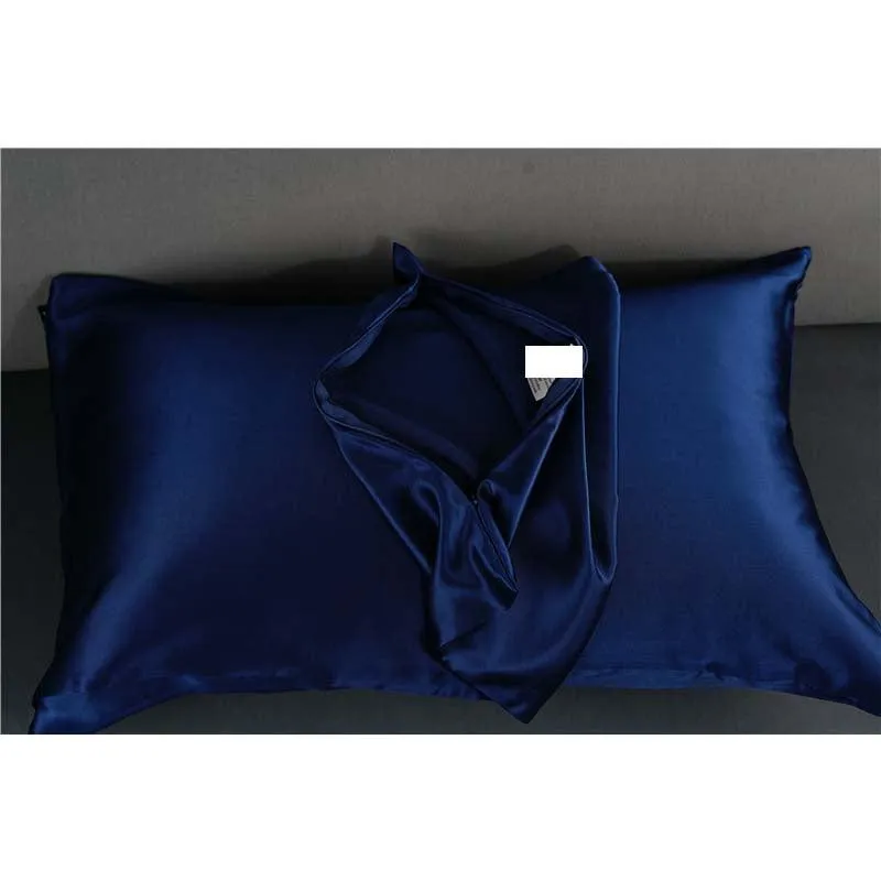 19 Momme silk pillowcase - Queen - Hidden Zip - Navy Blue