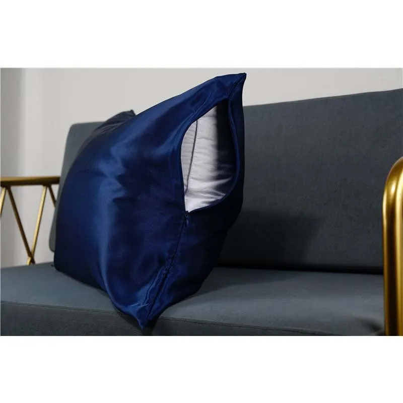 19 Momme silk pillowcase - Queen - Hidden Zip - Navy Blue