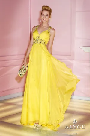 Alyce Paris 6249 Lemon Yellow Chiffon Dress