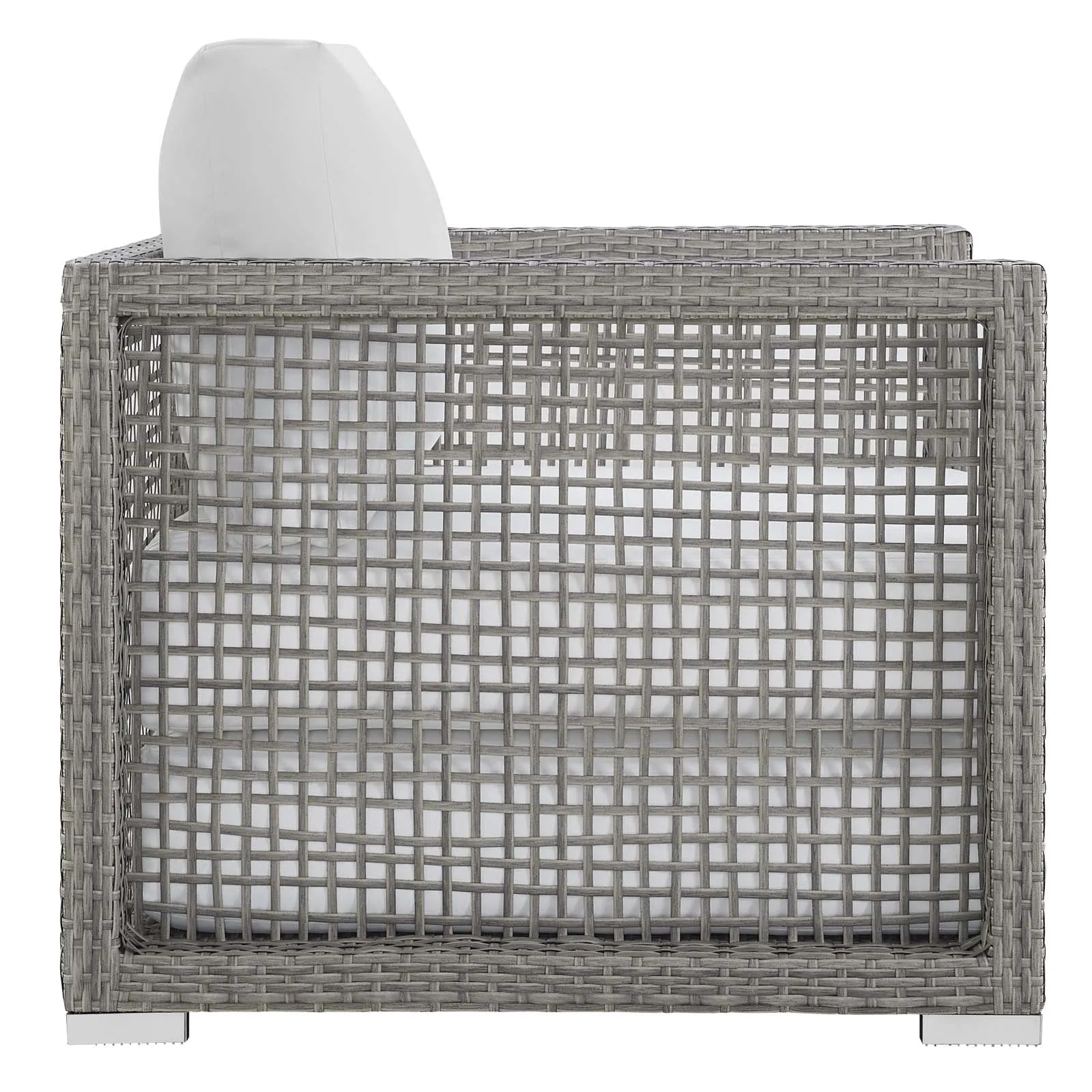 Aura 3 Piece Outdoor Patio Wicker Rattan Set Gray White EEI-3597-GRY-WHI-SET