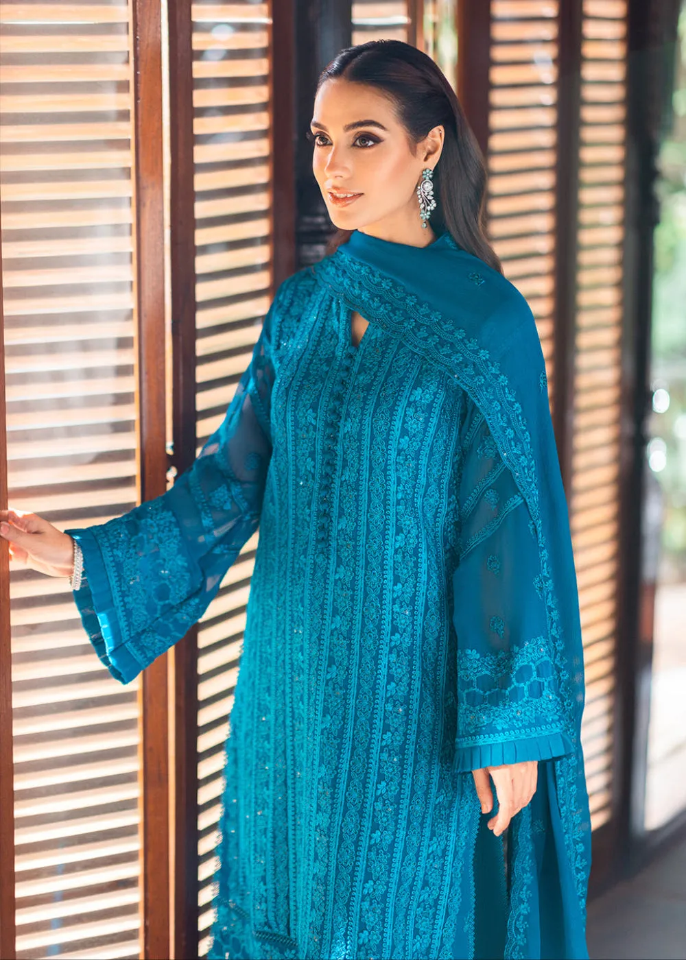 Azure Luxe Festive Embroidered by Ahmed Patel | Gilded Sea