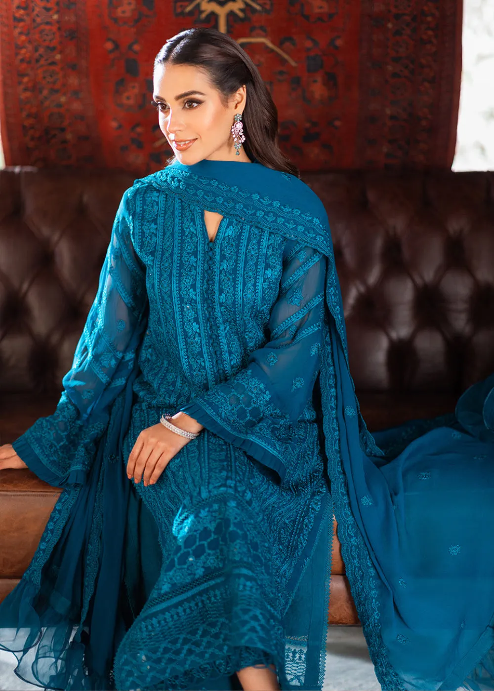 Azure Luxe Festive Embroidered by Ahmed Patel | Gilded Sea