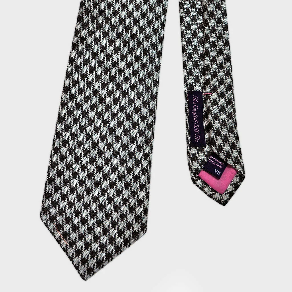 Brown Houndstooth Panama Weave Silk Tie