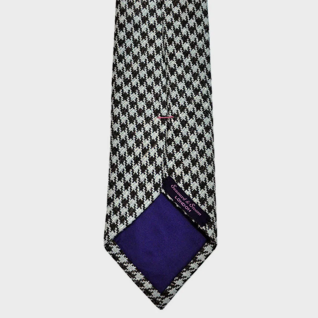 Brown Houndstooth Panama Weave Silk Tie