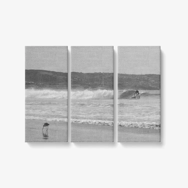 California Surfing - 3 Piece Canvas Wall Art - Framed Ready to Hang 3x8"x18"