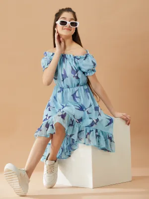 Girls Off-Shoulder Chiffon Dress