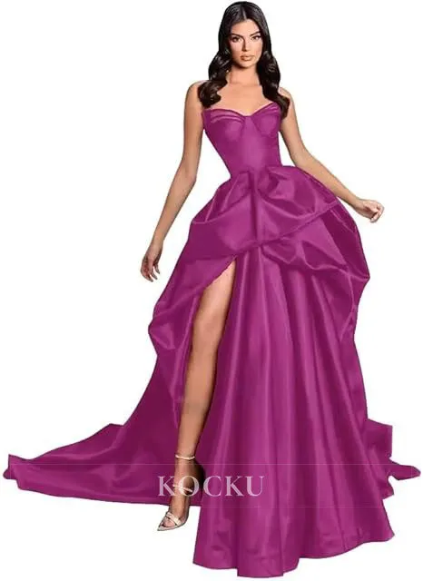 Gorgeous & Charming Off-Shoulder A-Line Split Evening Party Prom Dress