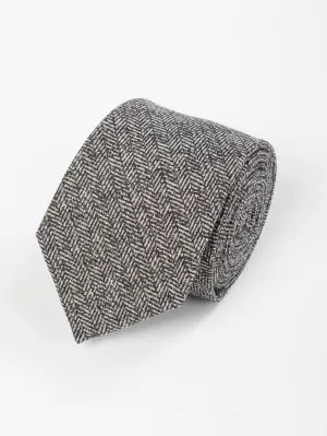 Grey Herringbone Texture Tie