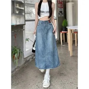 High Waist Jeans Skirt Straight Side Split A-line Pencil Skirt