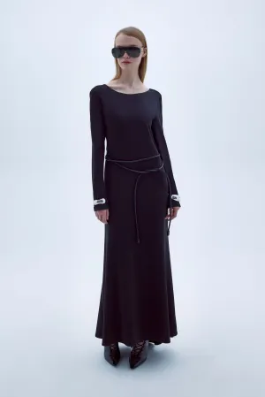 Irıs Jersey Long Dress With Open Back