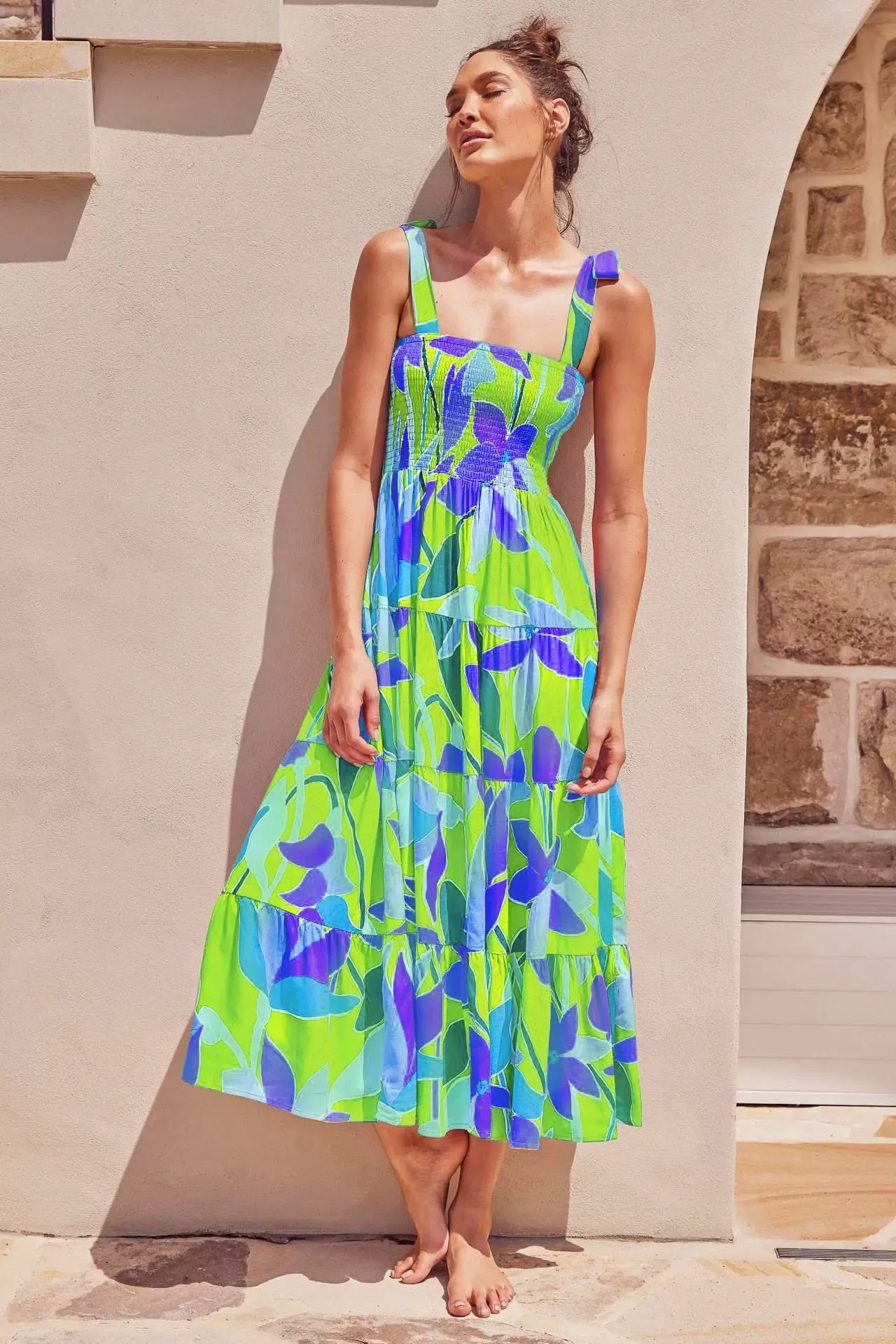 Julia Summer Midi Dress in Green