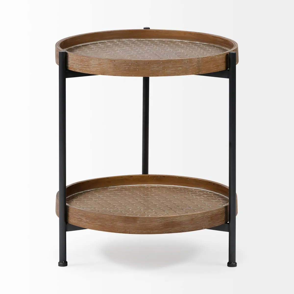 Kade End Side Table Brown Wood | Gray Metal