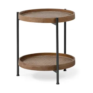 Kade End Side Table Brown Wood | Gray Metal