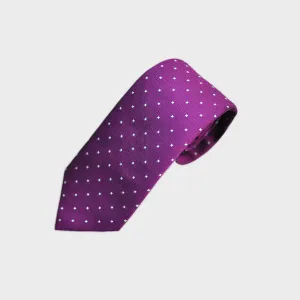 Little Squares on Textured Weave Bottle Neck Silk Tie in Purple