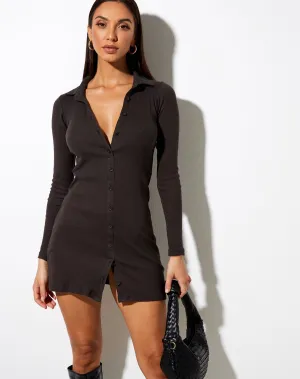 Luiza Mini Dress in Rib Blackened Pearl