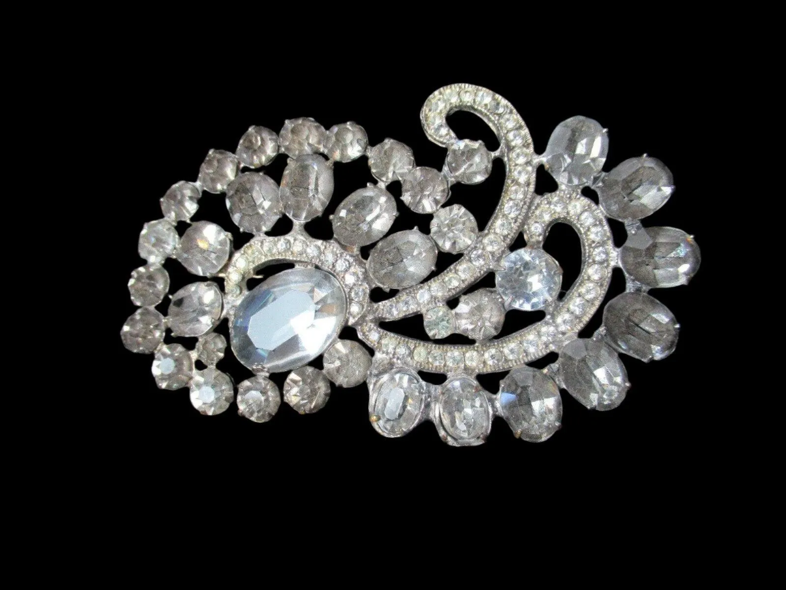 Massive WEISS CO Vintage Rhinestone Pin Brooch