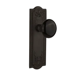 Meadows Long Plate with Black Porcelain Knob in Oil-Rubbed Bronze