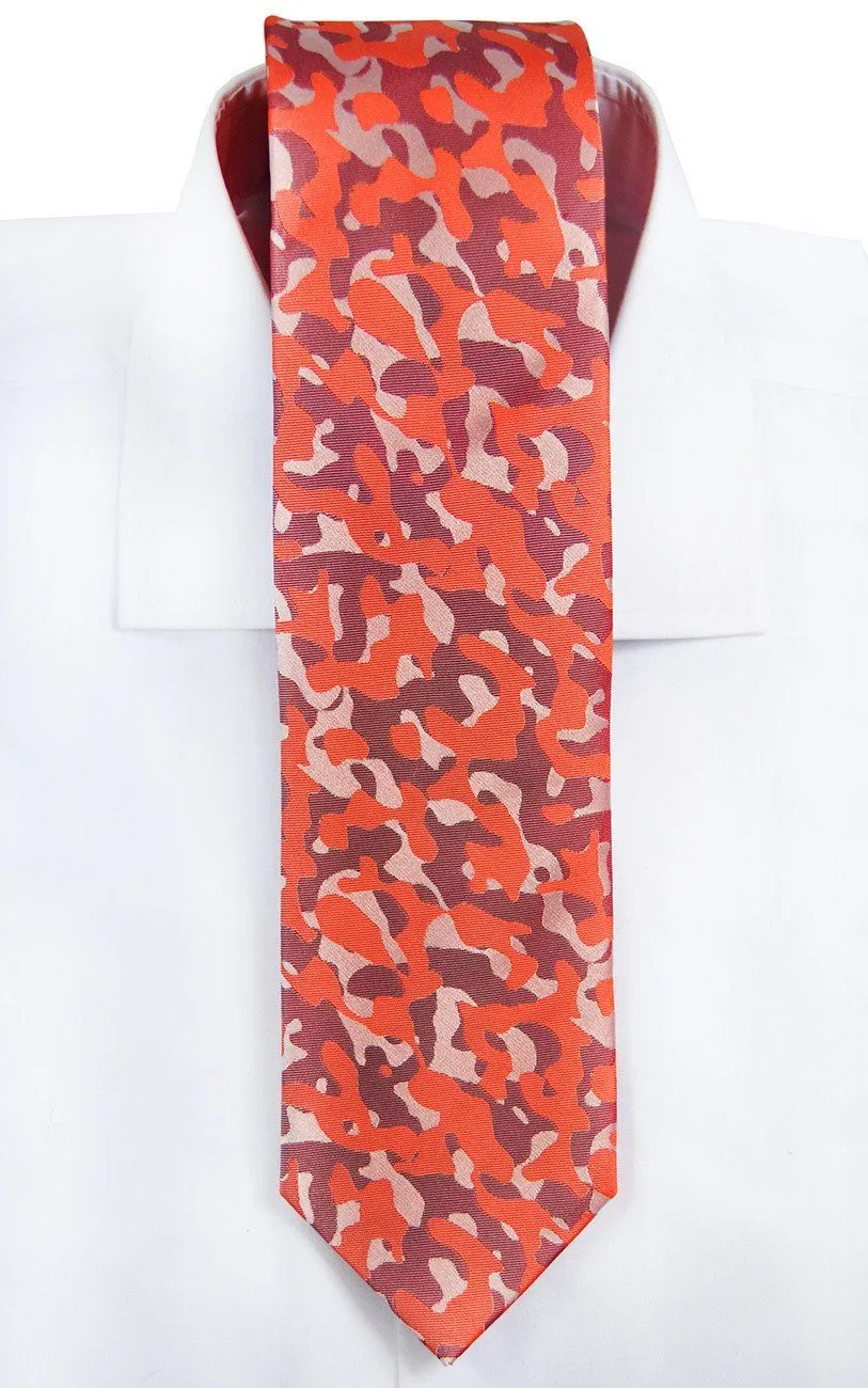 Red Camouflage Silk Tie and Pocket Square