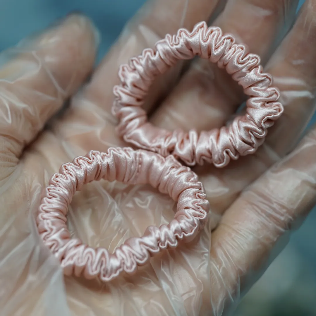 Rose Gold Silk Scrunchie Tiny - For Adult / Baby / Toddler