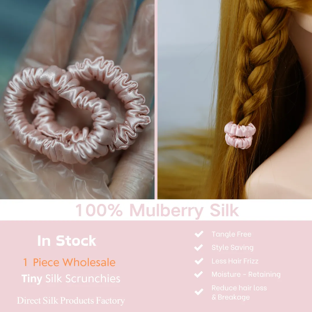 Rose Gold Silk Scrunchie Tiny - For Adult / Baby / Toddler