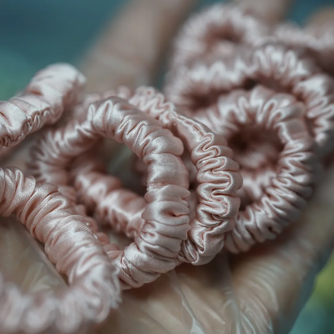 Rose Gold Silk Scrunchie Tiny - For Adult / Baby / Toddler