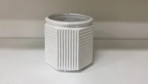 White Geometric Ceramic Planter