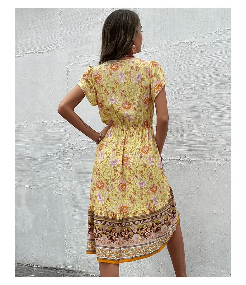 Women's Summer Midi Boho Floral Print