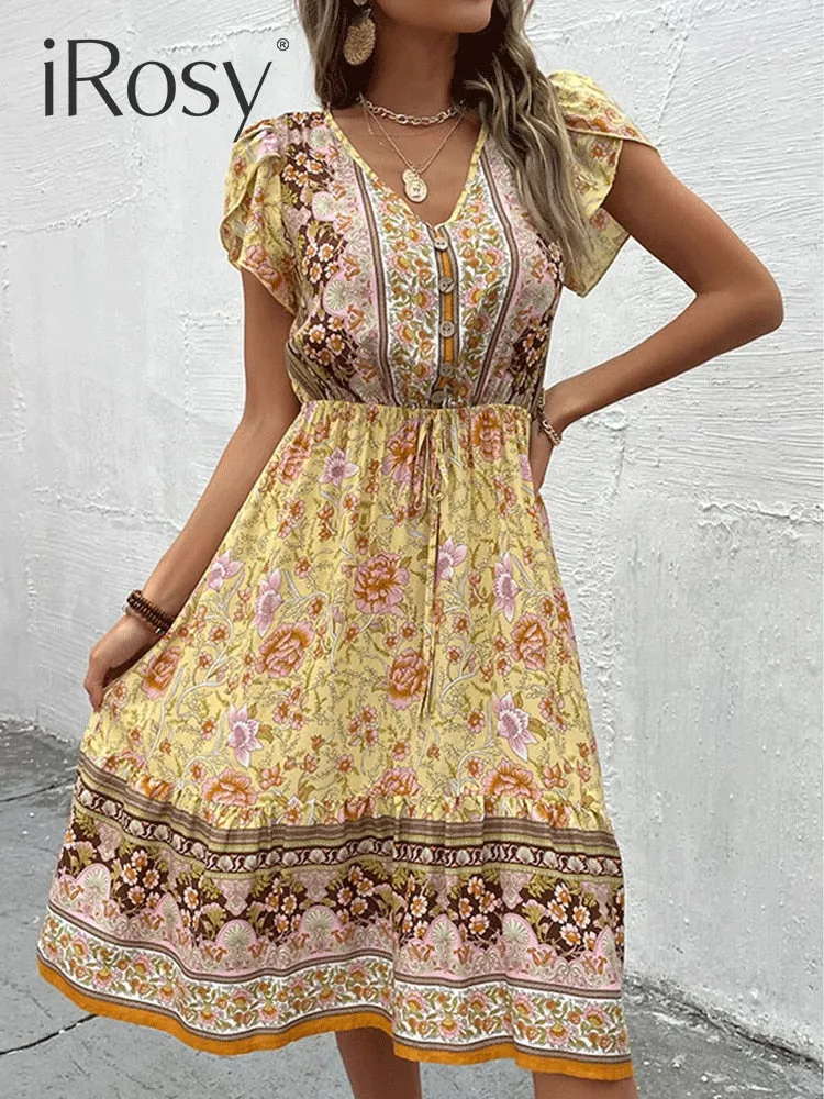 Women's Summer Midi Boho Floral Print